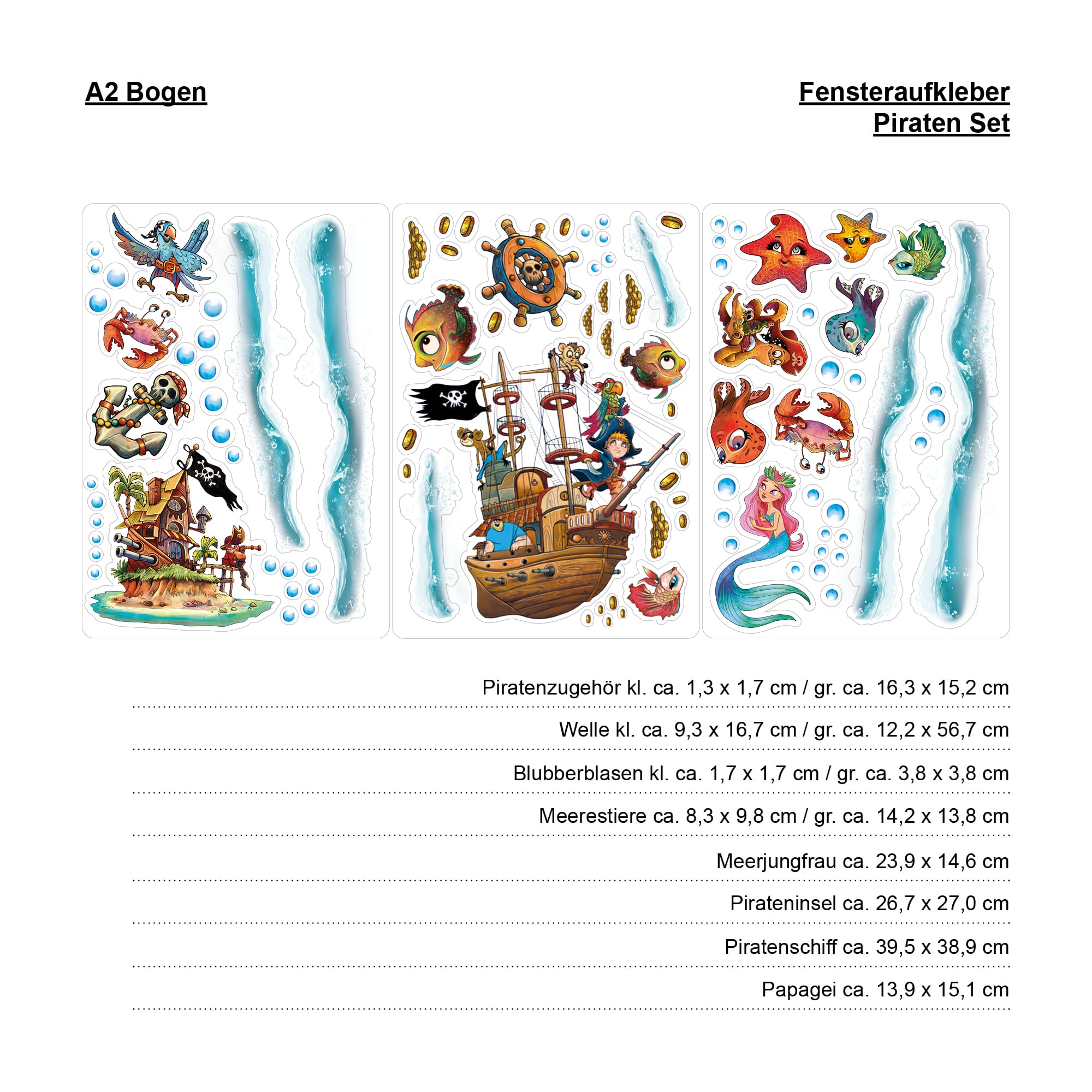 Auf dem Bild ist das Produkt: Fensteraufkleber Fensterbild Kinderzimmer Unterwasserwelt Pirateninsel Piraten Meerjungfrau wiederverwendbare Fensterdekoration zum Preis von €22.90 abgebildet.