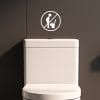 Auf dem Bild ist das Produkt: WC Aufkleber Badezimmer Gäste-WC Nicht im Stehen pinkeln, 30 Farben, rückstandslos entfernbar, hochwertige Vinylfolie, WC Aufkleber Klodeckel zum Preis von €8.90 abgebildet.