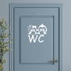 Auf dem Bild ist das Produkt: Türaufkleber Bad WC Eulen Badezimmer Türschild selbstklebend, rückstandslos entfernbare Dekoration, 30 Farben zur Auswahl zum Preis von €10.90 abgebildet.
