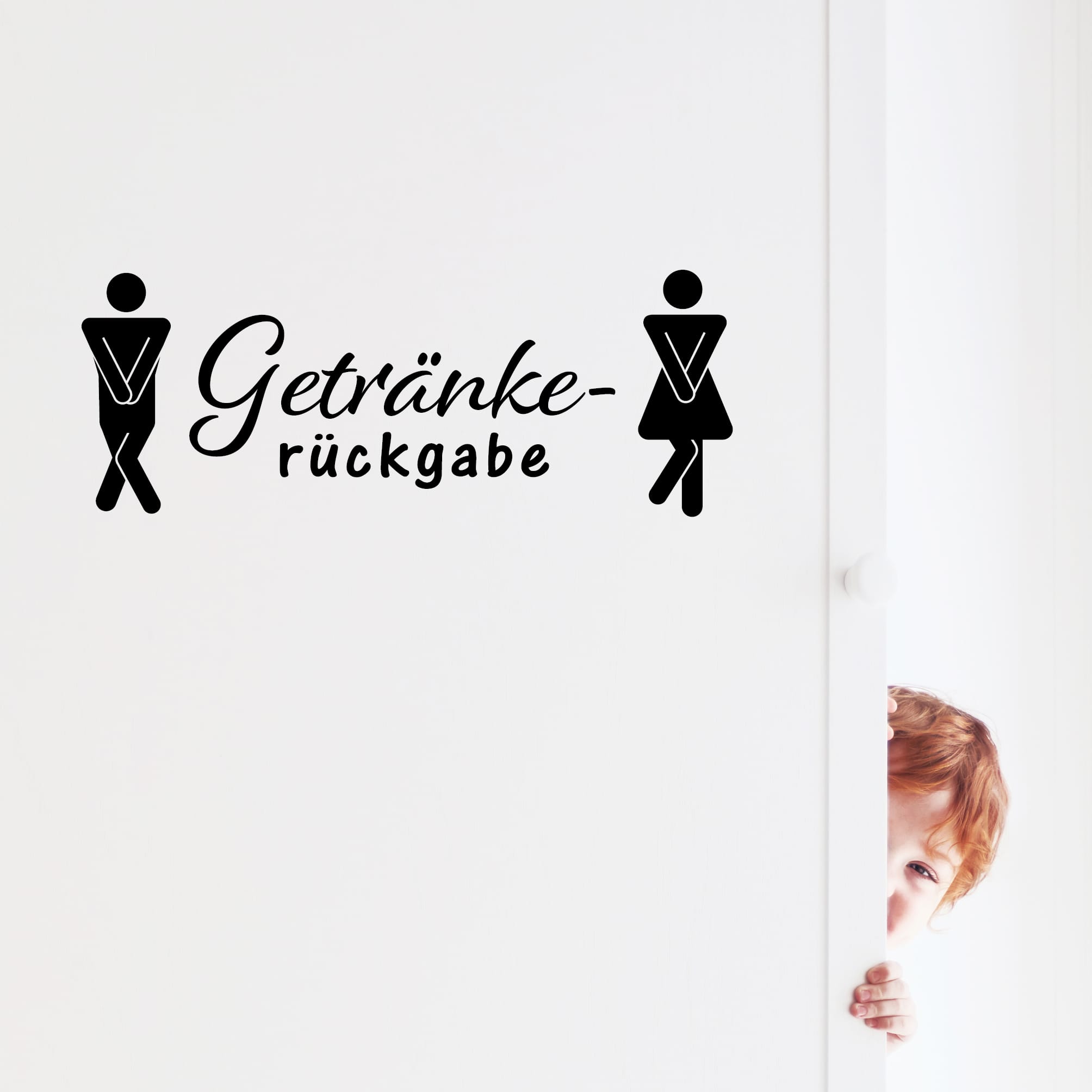 Auf dem Bild ist das Produkt: Türaufkleber “Getränkerückgabe” eckig Motiv Mann Frau, 30 Farben, selbstklebender Türsticker für Bad & Gäste-WC, rückstandslos entfernbar (Kopie) zum Preis von €14.90 abgebildet.