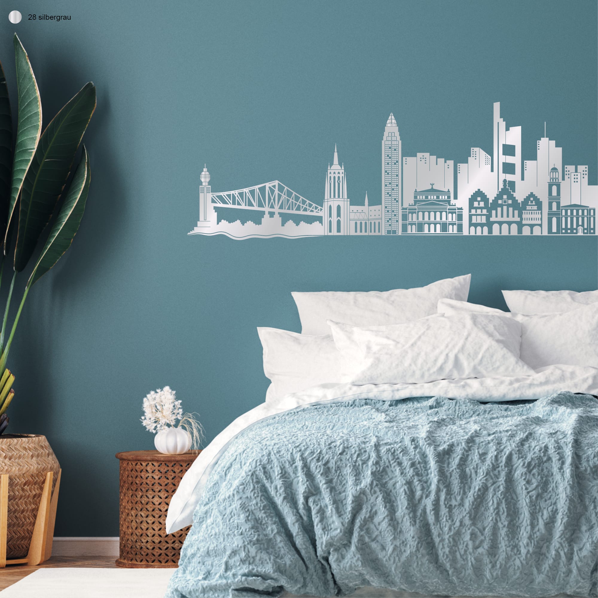 Auf dem Bild ist das Produkt: Wandtattoo Frankfurt Skyline Dekoration Wandaufkleber Fankfurt am Main Brücke Messeturm Kaiserdom Wohnzimmer zum Preis von €20.90 abgebildet.