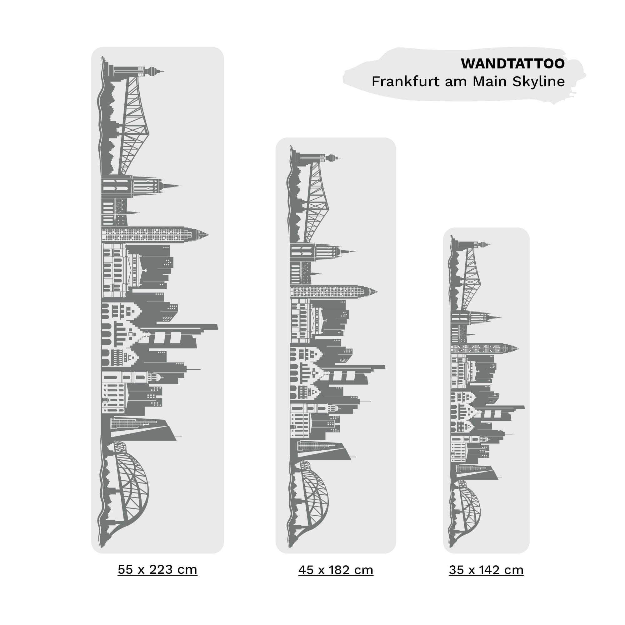 Auf dem Bild ist das Produkt: Wandtattoo Frankfurt Skyline Dekoration Wandaufkleber Fankfurt am Main Brücke Messeturm Kaiserdom Wohnzimmer zum Preis von €20.90 abgebildet.